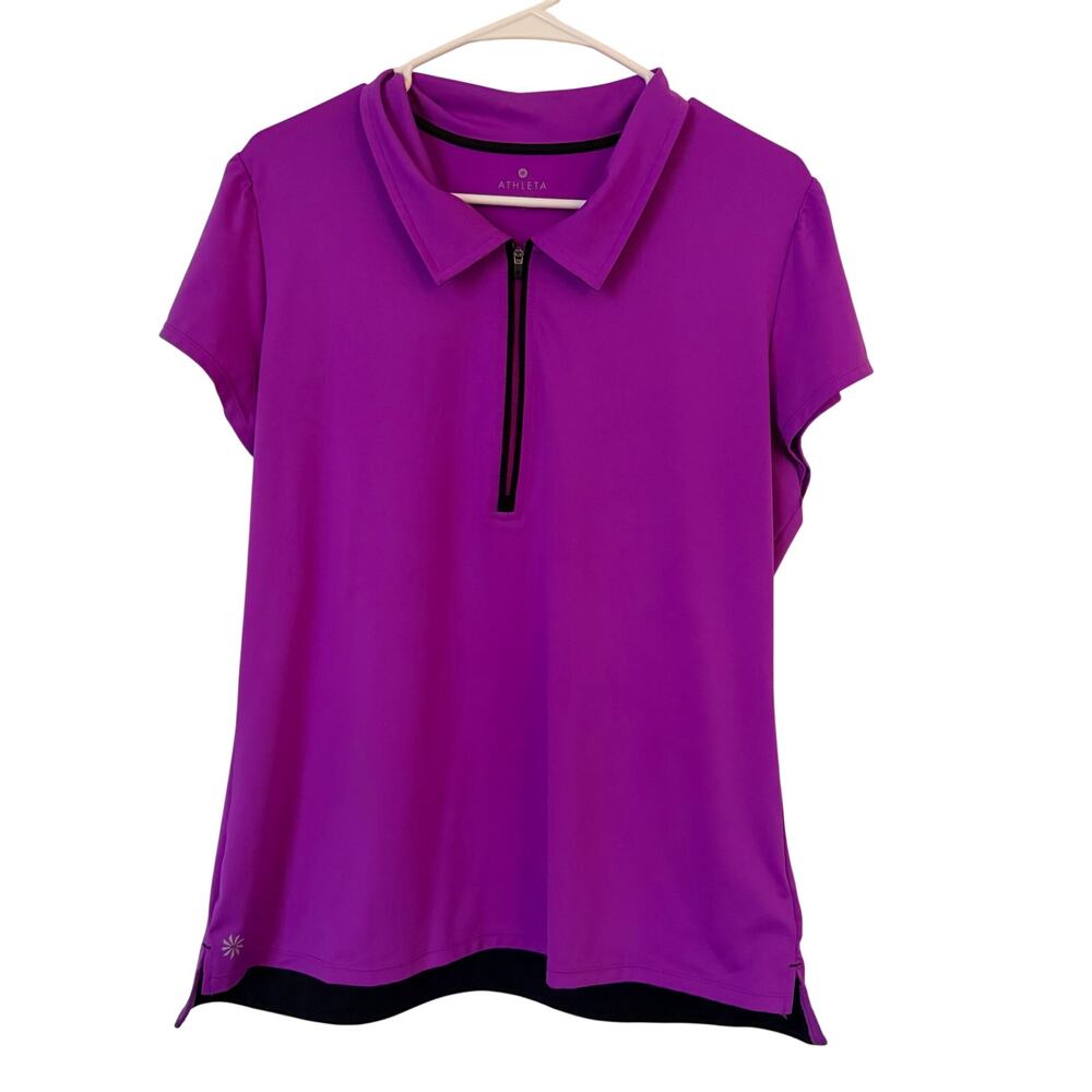 Sporty & Chic Athleta Pink Gravity Polo Quarter Zip Top Women's XL